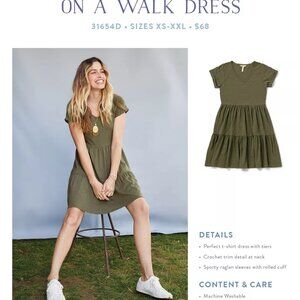 NEW MATILDA JANE Olive Green On a Walk Dress Knee Length Tiered size L